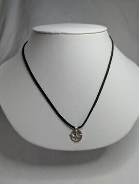 Sterling Plated Swallow Bird Pendant Necklace on Black Cord